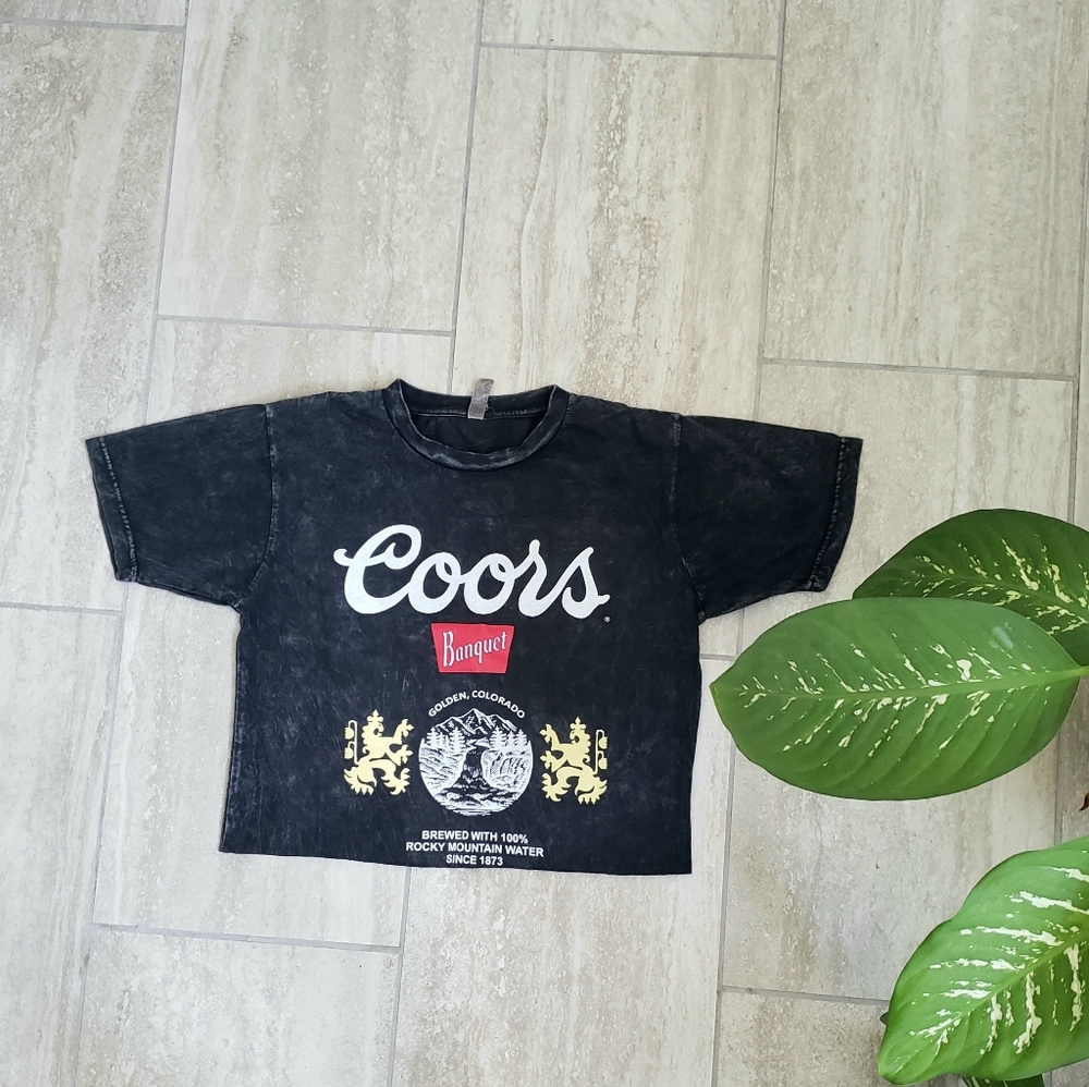 Coors Banquet Cropped Top Shirt Vintage Gem